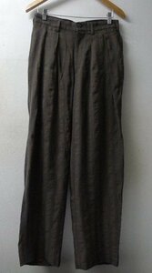 ◆POLYPLOID ポリプロイド 23ss ストライプ 織地 WIDE TAPERED PANTS ワイド　テーパード パンツ 04-B-08 サイズ2　茶系