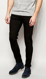 ◆国内正規 nudie jeans ヌーディージーンズ 30/30 skinny lin Black ブラック　スキニー デニム パンツ サイズ30×30 近年モデル 美品