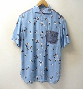 *JUNYA WATANABE COMME des GARCONS MAN Junya Watanabe Comme des Garcons flower pattern short sleeves shirt SAX size L