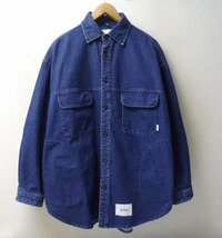 ◆WTAPS ダブルタップス 22AW WCPO LS オーバーサイズ デニム シャツ ジャケット S [サイズ01] 222WVDT-SHM01 インディゴ 美 GPS_画像1