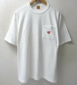 ◆HUMAN MADE ヒューマンメイド　23ss XL 美品　2023 ハート刺繍 ポケット付き Tシャツ 白 サイズXL