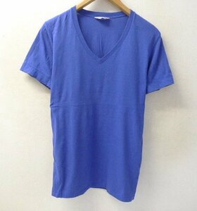 ◆UNUSED アンユーズド Vネック ベーシック Tシャツ ブルー サイズ3 us0344 背面汚れあり