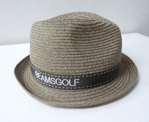 ◆BEAMS GOLF ビームスゴルフ 春夏秋 ストローハット 帽子 HAT 美品 薄ブラウン系