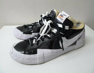 ◆NIKE×sacai/ナイキ×サカイ 28cm BLAZER LOW Black Patent Leather ブレーザー ロー スニーカー DM6443-001 黒