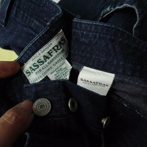 ◆SASSAFRAS ササフラス  Botanical Scout R Pants ボタニカル ブッシュ デニム パンツ INDIGO サイズSの画像4