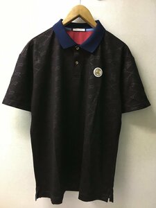 ◆MARK&LONA マークアンドロナ 美品 2021 21ss Ruler Polo　MLM-1C-AP08　総柄 スカル ドライ ポロシャツ 茶系 サイズ50