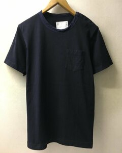 ◆sacai サカイ 18ss 襟切替 ポケット付き Tシャツ ネイビー サイズ3