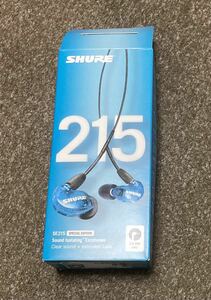 SHURE シュア イヤホン 有線 SE215SPE-A トランスルーセントブルー 2〜3回使用品 1円スタート 1スタ シュア