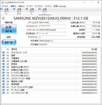 no23 SAMSUNG MZVLB512HAJQ-000H2 M.2 NVMe SSD 512GB 使用4846時間 Type2280 EXA71HAQ_画像3