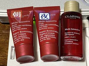 * Clarins Supra tei cream & Night cream (be Lead rice gold )& lotion sample unused * free shipping 