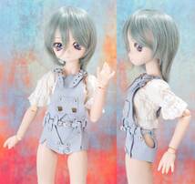 千葉DOLL工房 組み換え式 1/3ドール MDD 専用 MDD2.0対応型 レザー サロペット エプロン 短パン 前掛け 本革製 水色 銀 S、M、L胸対応_画像7