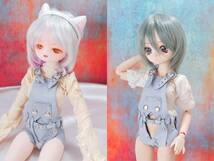 千葉DOLL工房 組み換え式 1/3ドール MDD 専用 MDD2.0対応型 レザー サロペット エプロン 短パン 前掛け 本革製 水色 銀 S、M、L胸対応_画像6