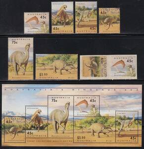 オーストラリア・恐竜＜１９９３年＞（未）６種完＋セルフ糊２種完＋シート