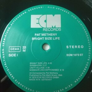 LP Pat Metheny bright size life 西ドイツ盤 ラミネート・カバー パット・メセニー ブライト・サイズ・ライフの画像2