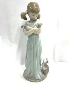 M130-W7-1285 ◆ LLADRO リヤドロ 陶器 置物 人形 フィギュリン 少女 猫 私のことを忘れないで 全長約21cm③