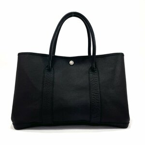 ★1円～★エルメス HERMES トートバッグ ハンドバッグ ガーデンパーティ レザー ブラック □H刻印(不鮮明) シルバー金具