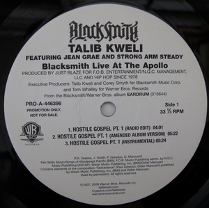TALIB KWELI feat JEAN GRAE AND STRONG ARM STEADY - BLACKSMITH LIVE AT THE APOLLO US盤12インチ (JUST BLAZE / 2007年)