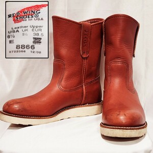 [ редкий снят с производства ]REDWING 8866 Red Wing pekos ботинки 6.5Eorola комплект белый подошва 24.5cm USA производства PECOS BOOTS red wing