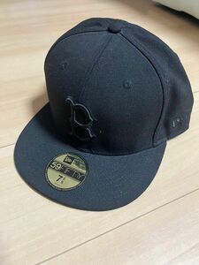 ニューエラ ベースボールキャップ ボストンレッドソックス 59FIFTY 帽子 オールブラック 7 5/8