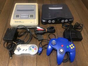 ☆Nintendo SFC（スーパーファミコン）・N64（ニンテンドー６４）本体一式セット　中古　動作確認済み　訳有※説明必読※