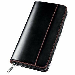  Tochigi leather long wallet QB-LMLL-BK fine quality leather purse original leather purse YKK made fastener long wallet change purse . lady's men's gift sack attaching present bla