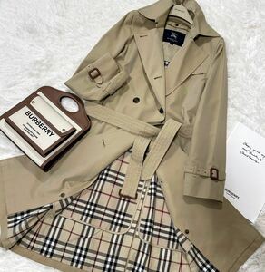 大きいサイズ 美品 バーバリー BURBERRY バーバリーロンドン トレンチコート スプリングコート ロング ウールライナー付き ノバチェック 40