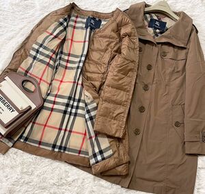 大きいサイズ 超美品 バーバリー BURBERRY バーバリーロンドン ダウンコート Aラインコート ダウン95% ハンガリーグース 希少 48 17号