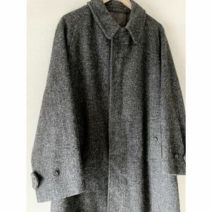 Vintage Burberry × Harris Tweed 一枚袖 ステンカラーコート ミントコンディション バーバリー ハリスツイード ウール サイズ50