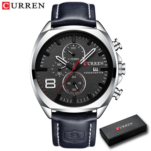 CURREN 8324 メンズ 腕時計 高品質 クオーツ スタイリッシュ デザイン スポーツ ウォッチ レザー バンド カジュアル 時計 Silver × Black