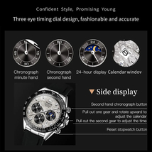 OLEVS メンズ 腕時計 2875 高品質 クオーツ カジュアル スポーツ 時計 シリコン バンド ウォッチ シルバー × グレー_画像3