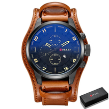 CURREN 8225 メンズ 腕時計 高品質 クオーツ スタイリッシュ デザイン ビジネス ウォッチ レザー バンド カジュアル 時計 BLack ブラウン_画像1