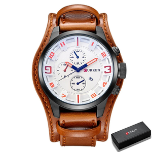 CURREN 8225 メンズ 腕時計 高品質 クオーツ スタイリッシュ デザイン ビジネス ウォッチ レザー バンド カジュアル 時計 White brown