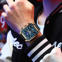 LIGE メンズ 腕時計 高品質 Quartz Wristwatches ファッショナブル 時計 クオーツ シリコン バンド ウォッチ クロノグラフ Rブルー_画像4