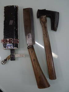 在銘　「　勝則　」　古い鉈　なた　ナタ　手斧　ハンドハチェット　２本まとめて　中古現状　ハンドツール　手工具DIY古民具