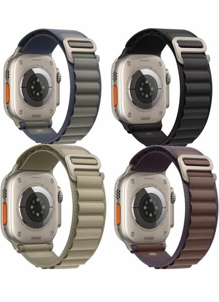 4本アルパインループ Apple Watch ultra バンド G字フック通気性 伸縮性 49mm45mm44mm 42mm 