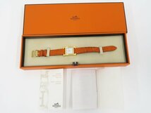 ●エルメス HERMES Hウォッチ レディース腕時計 クオーツ GP レザー □O刻印 RS1.201 中古[Jコレ]TA 216_画像10