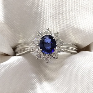 [Используется] Нет кольца бренда Pt900 Platinum Diamond Sapphire приблизительно 4,8 г