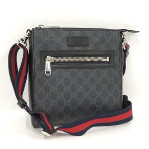 【中古】GUCCI ショルダーバッグ ロゴ シェリーライン GGスプリーム PVC グレー 523599