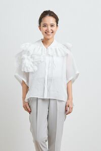 【shirocon】ダリアシャツドレス　ブラウス　yori ヨリ　シロコン　高級　オーガンジー　シースルー　シアー