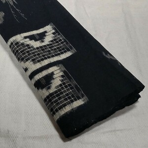 【時代布】木綿 絵絣 絣 かすり 約163cm 生地 古布 古裂 アンティーク リメイク素材 A-589
