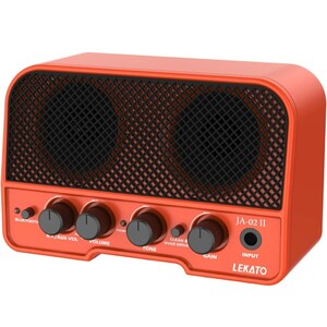 LEKATO ミニギターアンプ エレキギターアンプ 2つサウンドチャンネル 5W Bluetooth機能 ヘッドホン端子搭載 音量調節 小型 オレンジ