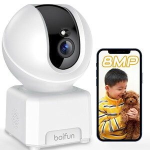 boifun 4Ｋ800万画素・2.4G&5GWiFi両対応 ペットカメラ BOIFUN 監視防犯カメラ 全日録画 見守りカメラ 室内用 AI知能ホームカメラ 854