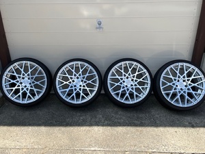 Rotiform BLQ 19インチホイール　8.5J 5H　112　+45　4本セット ハンコックV12evo2　バリ溝　VWゴルフR