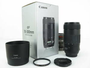 キャノン Canon　望遠ズームレンズ EF70-300mm F4-5.6 IS Ⅱ USM　+ EXUS lens protect mark ii 67mm　＋ レンズフード ET-74B 箱付