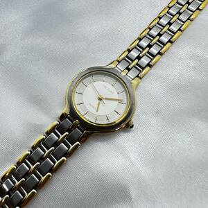 1円スタート 稼動品 SEIKO EXCELINE セイコーエクセリーヌ　クオーツ　レディース腕時計 シルバーゴールド A2401-５-54