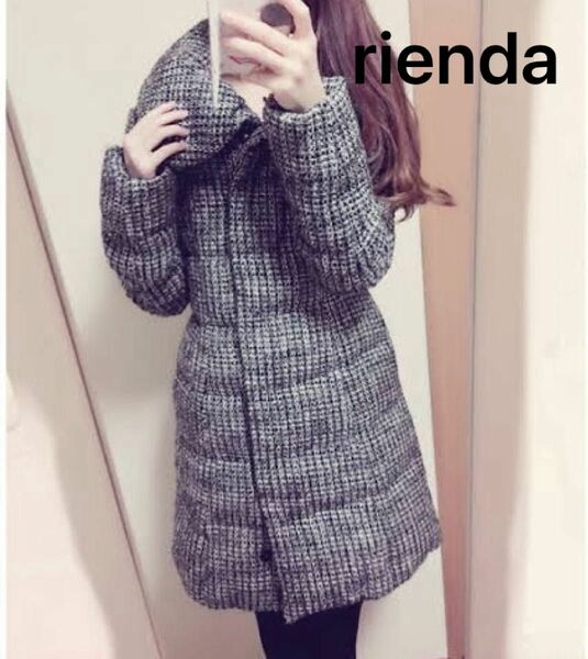 rienda ツイード ダウンコート 美品 ダウン ロングダウン 