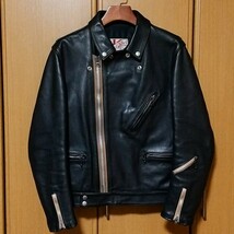 ADDICT CLOTHES アディクトクローズ ダブルライダースジャケット AD-03 ブラック 42 牛革 キップレザー ルイスレザー サイクロン ベジカウ_画像1