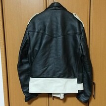 666 トリプルシックス ダブルライダースジャケット レザー 牛革 38 ジョニーサンダース 黒 白 アメジャン lewis leathers schott _画像4