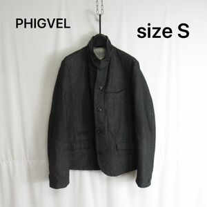 PHIGVEL コットン ワークジャケット レザー デザイン カバーオール 1 Sサイズ メンズ フィグベル 本革 ブルゾン