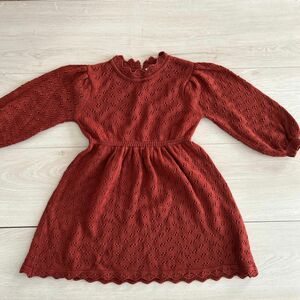 韓国子供服 透かし編み ワンピース